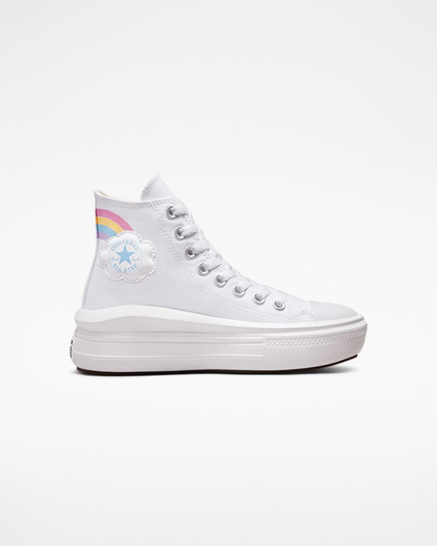 Zapatos Plataforma Converse Chuck Taylor All Star Move Rainbow Cloud Altas Niña Blancas Azules Rosas | PE E7PW0L